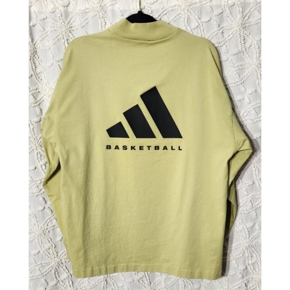 Adidas Basketball Mens Mock Neck Sweater Size‎ Small Gold Oversized Sports NBA